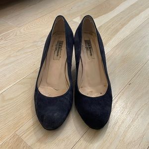 LK Bennet Navy Suede Wedges